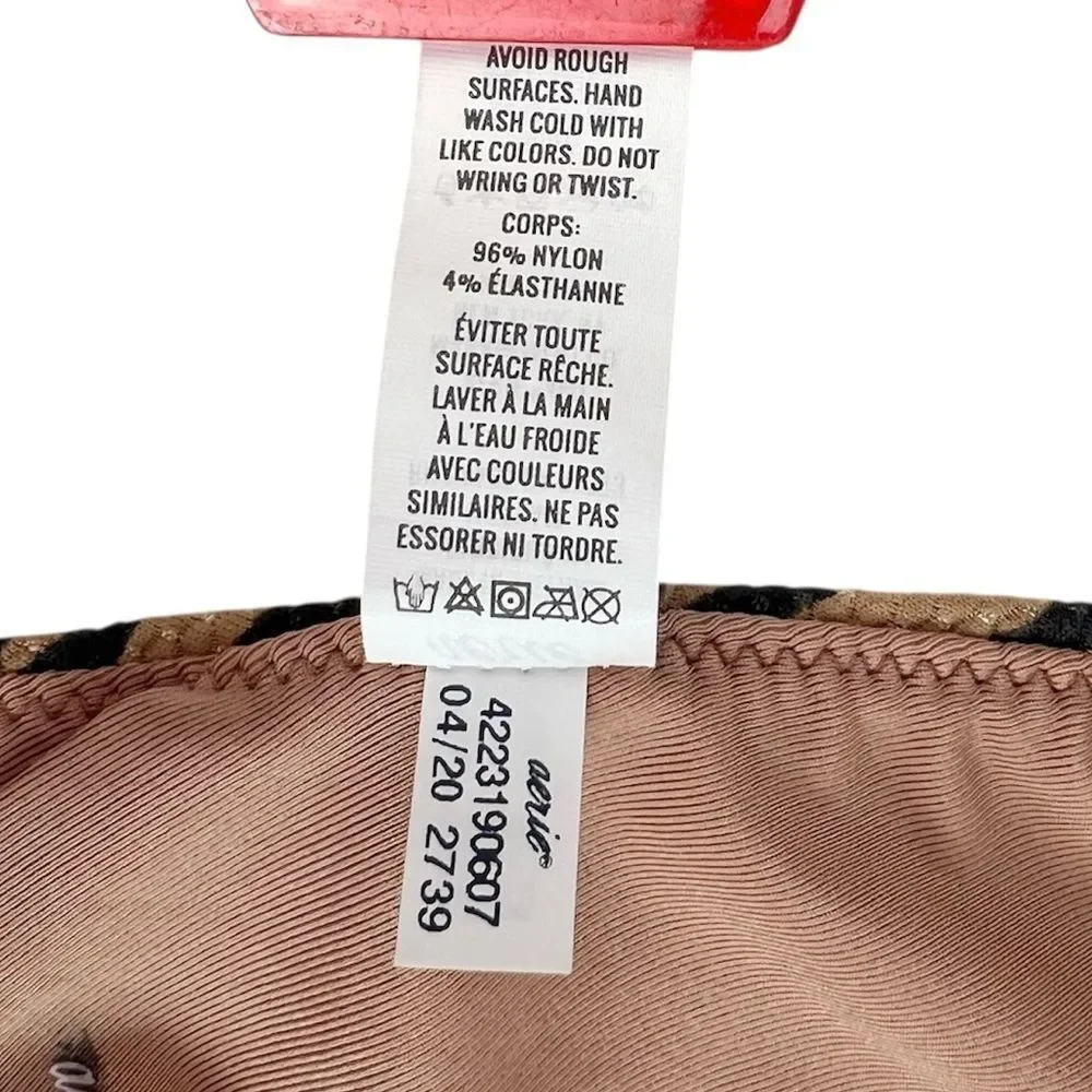 Aerie Pique Animal Zebra Print Tan‎ Triangle Bikini Top Size Medium